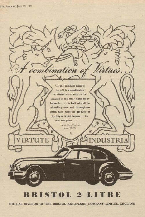 Bristol 401 and 403 Ads 1950-1953