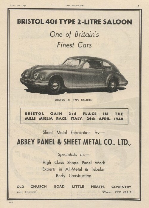 Bristol 401 and 403 Ads 1950-1953