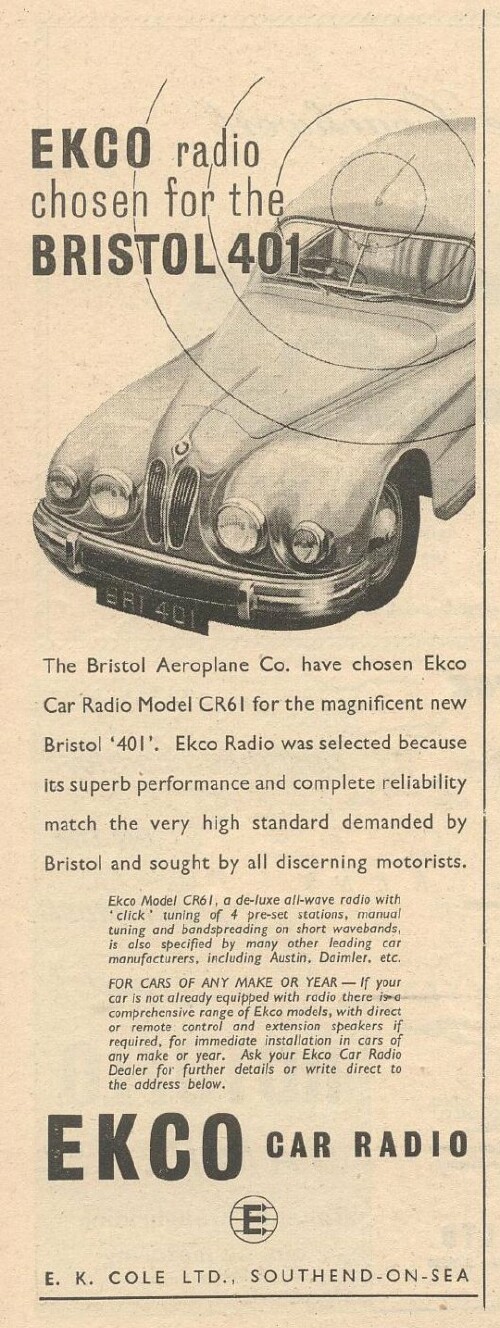 Bristol 401 and 403 Ads 1950-1953