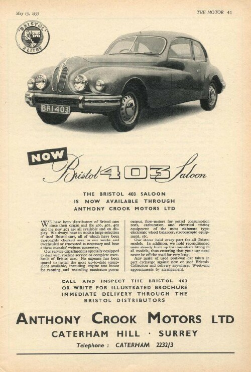 Bristol 401 and 403 Ads 1950-1953