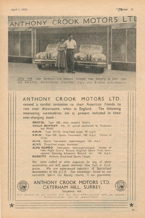 Bristol 401 and 403 Ads 1950-1953