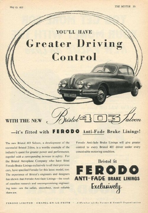 Bristol 401 and 403 Ads 1950-1953