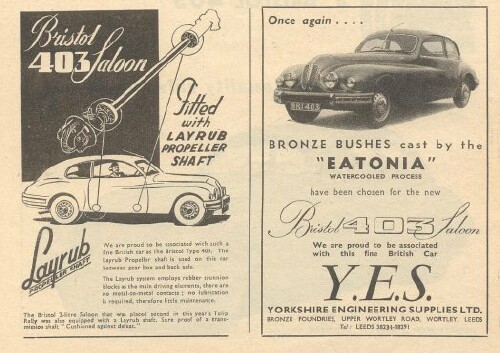 Bristol 401 and 403 Ads 1950-1953