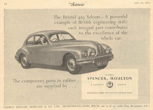 Bristol 401 and 403 Ads 1950-1953