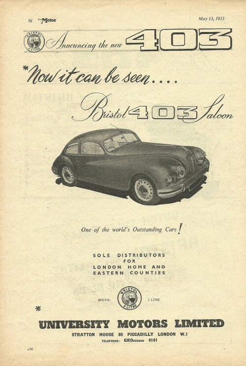 Bristol 401 and 403 Ads 1950-1953