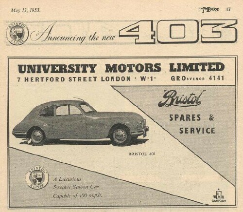 Bristol 401 and 403 Ads 1950-1953